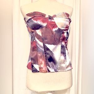 Pretty Little Thing Classic Violet/Lavender/White Faux Satin blouse size 8